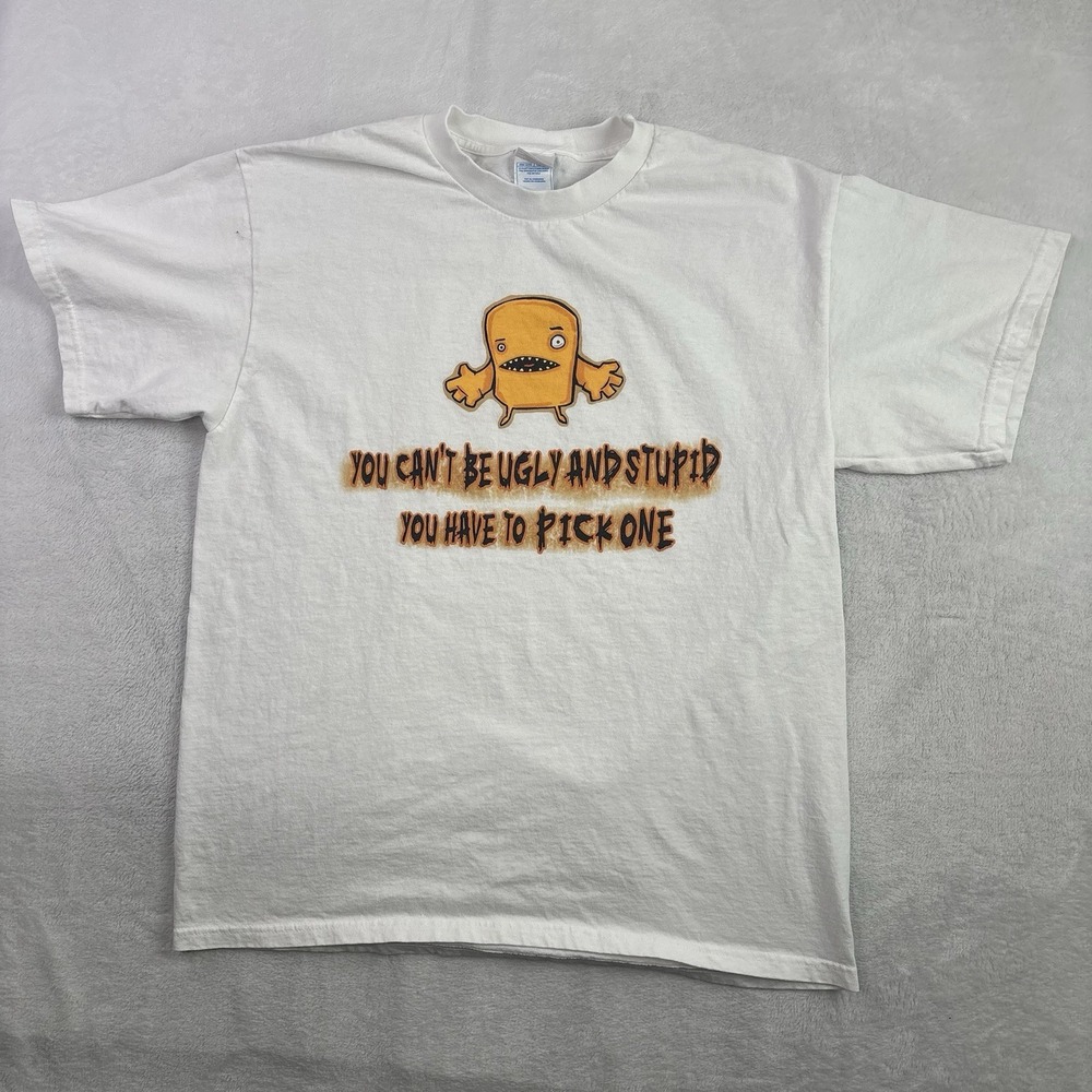 Y2K Tennessee River Cant Be Ugly And Stupid Pick One White SS Graphic Shirt LG